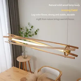 Chandeliers MiFuny Wooden Long Bar Shaped Simple Premium Led Lamp Living Room Dining Bookstore Restaurant Ceiling Lights