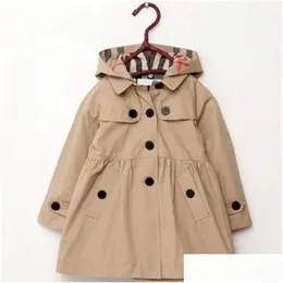 Tench Casacos Bebê Criança Casaco Children039S Wear Girl Trench Jacket Outono Princesa Sólida Comprimento Médio Single Breasted Windbreaker Pano Dhlvl