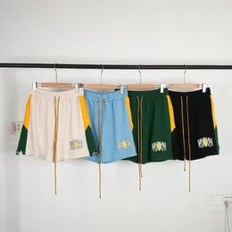 Мужские шорты с логотипом Rhude, короткие закатные мужские и женские повседневные шорты с эластичной резинкой на талии и шнурком, спортивные цвета