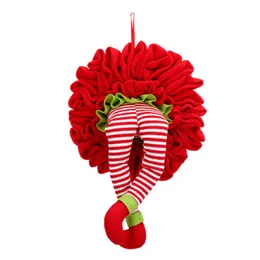 Dekorativa blommor kransar julkrans framdörrdekor hängande älvben Santa Tree Home Party Plush Garland för väggfönster 52 cm 231109