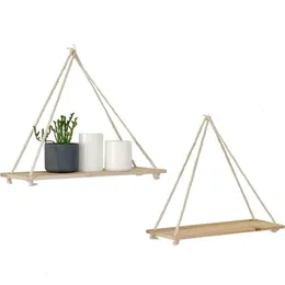 Adesivos de parede 1 pacote de cabides de madeira macframe racks de plantas boho vasos de flores rurais artesanais