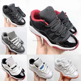 Retro Kids schoenen 11 jongens lage basketbal jumpman 11s schoenkinderen zwarte sneaker chicago ontwerper militaire grijze trainers baby jeugd peuter baby's 25-35