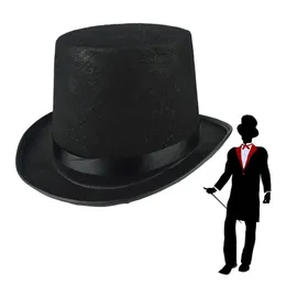 Breda Brim Hatts Bucket Collapsible Deluxe Black Top Hat Kids Adult Magician Jazz Stage Performances Fashion Party Costume Gentleman 231110