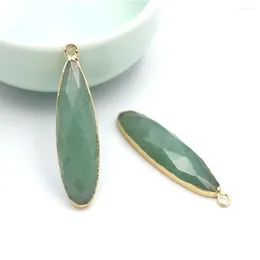 Pendanthalsband 10st Gold Plated Teardrop Natural Stone Facetterad Grön Purple Jade Charms Drops Pendants