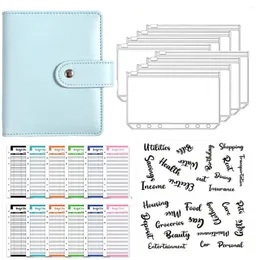 Pu Leather Binder Zipper Money Saving Envelope A7 Flip Budget Planner Notebook Cover Folder Agenda Stationery Supplies Organizer