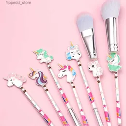 Makeup Borstes 7st Horse Makeup Brushes Set Foundation Eyeshadow Base Powder Blush Blending Borstes Makeup Brush Cosmetic Tools Maquiagem Q231110