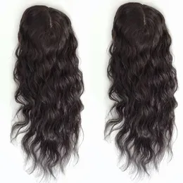 Wavy Clips on Hair Topper Piece 6x6 "Virgin Natural Wave Hair Silk Bas Toppers 15x16 cm Middle Part for Women