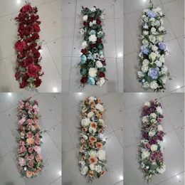 Düğün Kemeri Yapay Çiçekler Sıra Masa Koşucu Centerpieces 100cm ipek gül çiçek aranjmanları Düğün Töreni ve Çiçek Duvarı Fonu için Dekor
