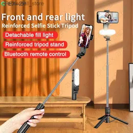 Selfie Monopiedi L15 Selfie Stick Mini treppiede pieghevole Foto live con luce di riempimento Otturatore remoto Bluetooth wireless per smartphone Android IOS Q231110