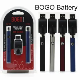 Bogoバッテリーダブル予熱ペンとUSB充電器キット可変電圧400mAh lo vvを予熱する510スレッド厚のオイル対頂点bk vape