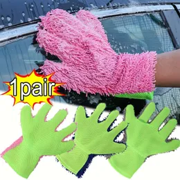 Nuovi guanti in auto-lavaggio da 1/2 pezzi di lavaggio a doppia faccia a doppia faccia di pulizia multifunzionale che dettaglia i guanti di lavaggio per la pulizia dell'auto