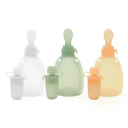 Baby Silicone Squeeze Feeding Spoon Bottle BPA Free Food Grade Portable Puree Pouch Refillable Infant Food Container Milk Storage Bags