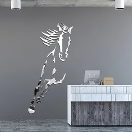 Window Stickers Horses Acrylic Wall Room Decoration Restaurant Mirror Adhesive 3d Horse Home Silver