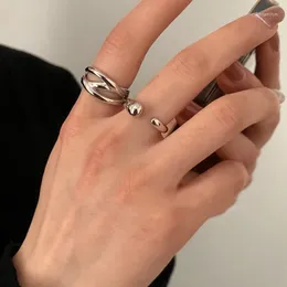 Cluster Rings Trend Multi-Layer Silver Color Just Size Simple Round For Women Men Elegant Fashion Jewelry Party Gift