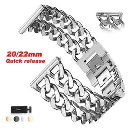 Watch Bands 20mm 22mm Chain Metal Watchband Universal Smartwatch Replacement Strap Watch3 Band Amazfit Bracelet 231109