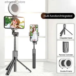 Selfie Monopods Selfie Stick Bluetooth Remote Control Desktop Mobiltelefonhållare Fyll Light Selfie Stick för iPhone 11 Pro 12 Pro Q231110