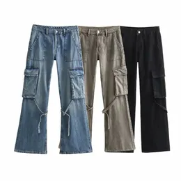 Frauen Jeans PB ZA 2023 Herbst Tragen Europäischen und Amerikanischen Stil Lose Vielseitige Arbeitskleidung Mid Rise 8 231109