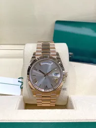 Box Papers High-kvalitet Titta på Ny dagdatum 40 Rose Gold Sundust Roman 40mm 228235 Armband Mekaniska automatiska Mänklockor