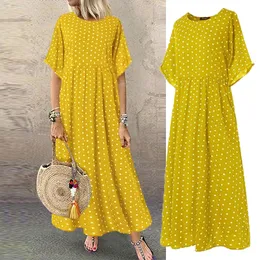 Casual Dresses Boho Maxi Vintage Print Summer Half Sleeve Loose Plus Size Female Long Big Swing Robe Vestidos 230410