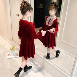 Girl Dresses Winter Korea Velvet Warm Lace Flower Online Layers Baby Princess Dress Birthday Present