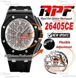 APF 44mm 26405CE A3126 Automatic Chronograph Mens Watch White Inner Black Ceramic Gray Dial Rubber Strap Exclusive Technology Super Version Puretimewatch G7