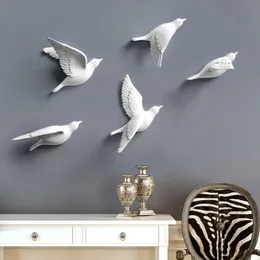 Väggklistermärken hartsfåglar kreativa för vägg 3D klistermärke vardagsrum djur väggmålning tv bakgrund dekoration hem dekoration fåglar 230410