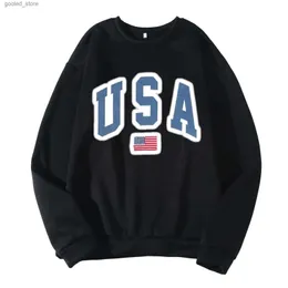 Men's Hoodies Sweatshirts Usa MenS Letter American Flag Print Sweetshirts Round Neck Long Sleeve Hoodless Sweatshirt Sports Clothes For Men Oversize Top Q231110
