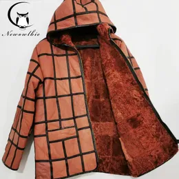 Women's Fur Faux warm men's fur coat plus hat 100 real sheepskin suit leather jacket thick size custom 231109