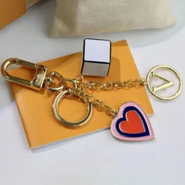 Fashion Coin Purse V Letter Keychain Wallet Pendant Car Chain Bag Jewelry Accessories Cube Dice Key Ring With Box