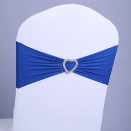 Chair Covers red white pink Royal Blue Band 15*35CM Stretch Sash Spandex Sash Buckle Heart Shape for Decoration