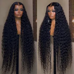 40-дюймовый индийский HD глубокий вьющийся парик спереди, человеческие волосы, бесклеевой, глубокая волна, фронтальный парик, влажный и волнистый синтетический парик для чернокожих женщин