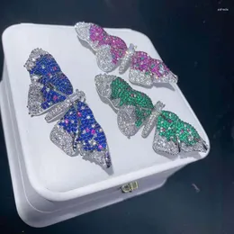 Brooches 60X20MM High Quality Big Purple CZ Zirconia Butterfly Brooch