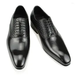 Sapatos de vestido homens de alta qualidade genuíno leahter elegante formal escritório negócio terno artesanal antiderrapante desgaste confortável preto