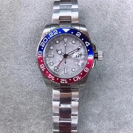 ST9 stål automatisk mekanisk klocka gmt pepsi rand röd blå meteorit urtavla big date safir glas 40mm män klockor armbandw254q