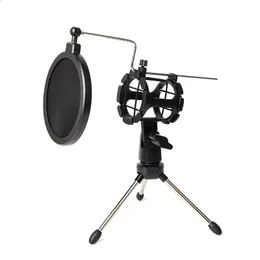 Lighting Studio Accessories Microphone Stand Adjustable Desktop Tripod for Computer Video Recording with Mic Windscreen Filter Cover 231109