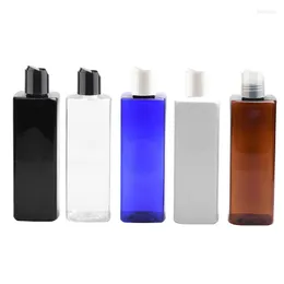 Butelki do przechowywania 250 ml kwadratowa pusta kosmetyczna butelka balsamu z kratkami szampon plastikowy pojemnik płynny