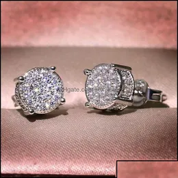 مجوهرات الأقراط الأخرى S925 Sterling Sier Stud حلق غرامة 2 قيراط FL Diamond 925 Bizuteria orehini Gemstone 7R1ZW Drop Drop