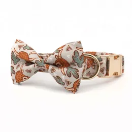 Hundhalsar Leases Boho Highland Cows Boy Dog Bow Collar med matchande koppel Dog -tagg 231110