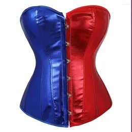 Bustiers & Corsets Sexy Corset Top Gothic Faux Leather Bustier Lingerie Mujer Korsefor Women Burlesque Korset Halloween Costume Red Blue