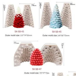 Kek Araçları 3D Noel Ağacı Çam Koni Şili Mum Kalıp Sabun Kil Yapımı DIY Dekor 201023 Damla Teslimat Ev Bahçe Mutfak Yemek Bar DHSKX