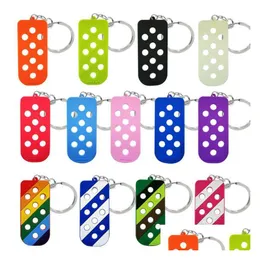 Keychains Lanyards 2022 Stil CLOG Keychain Holder Colorfs Sile Plate For Charms Women Child Gift Can Match Shoe Flower Drop Deliv Dh20q