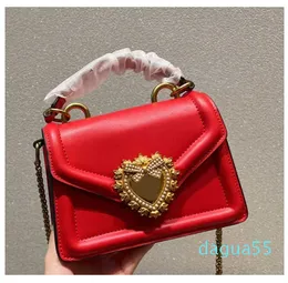 Marke Top Griff Messenger Flap Clutch Geldbörse Leder Umhängetasche Handtaschen Schmuck Schnalle Geldbörsen Kette Pfirsich Herz