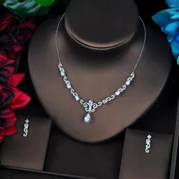 목걸이 귀걸이 세트 패션 뷰티 독특한 디자인 다채로운 CZ 신부 파티 파리 Bijoux Femme Mariage Jewelry 액세서리 N-685