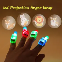 Christmas LED Finger Lights Up Rings Cartoon projection lamp Festival Wedding Party Luminous Toys Birthday Party Supplies night lamp