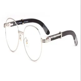 2021 New Fashion Round Rimless Sunglasses Mens 여성 버팔로 뿔 태양 안경 거울 대나무 나무 태도 선글라스 Lunettes Gafa205L