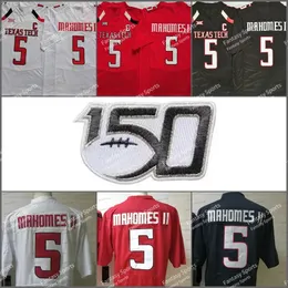 NCAA Texas Tech Jersey 5 Patrick Mahomes II College Football Jerseys All Stitched Mens Jerseys Classics Shirts Mesh 150th