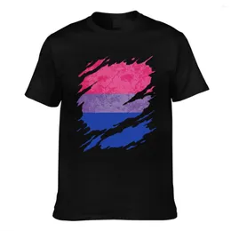 Men's T Shirts Cotton O-neck Printed T-shirt Bisexual Pride Flag Ripped Casual Short Cn(origin) Worsted