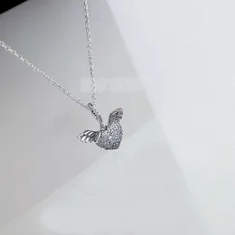 Ожерелье Pandoras S925 Ожерелье с крыльями ангела, полное бриллиантов Ожерелье с любовным темпераментом Женский легкий роскошный подарок Коробка пандоры подвески ожерелье Пандоры