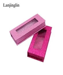 Cajas de pestañas enteras en blanco, 1 par de cajas de cartón grueso, paquete de pestañas de visón duras de 25mm, caja de pestañas de color rosa brillante, embalaje flash DIY 2675453