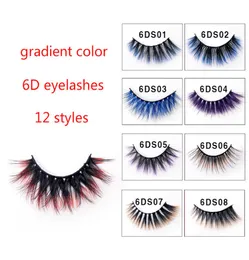 12 Style 6D Mink Hair Gradient Color Fake Eyelash Thick Mink False Eyelashes Natural Extension Fake Eyelashes2538959